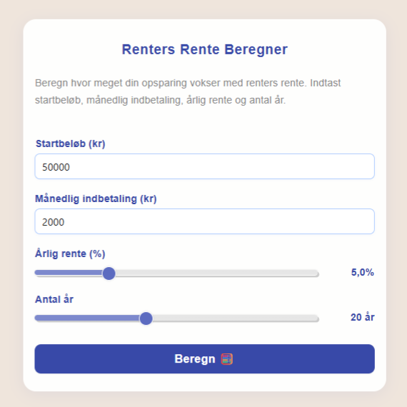 Renters rente beregner - Beregn dit investerings afkast nemt og hurtigt og oplev renters rente effekten